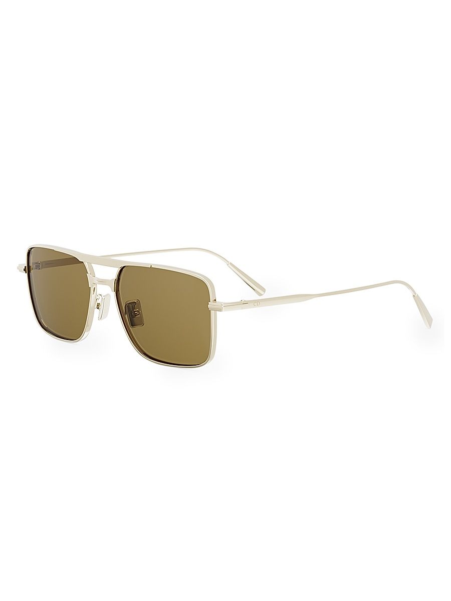 Men's DiorBlackSuit S17U 56MM Navigator Sunglasses - Gold - Size Medium
