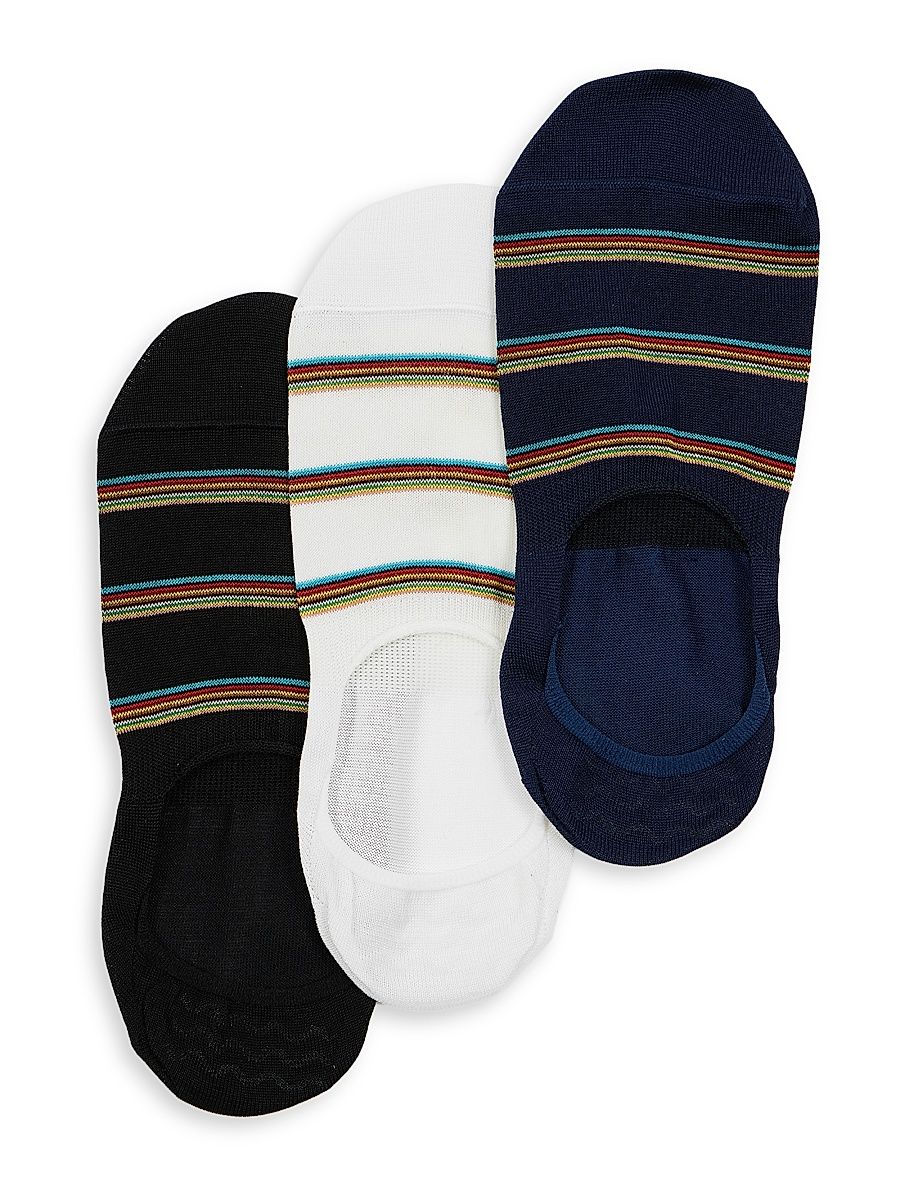 Men's 3-Pack Striped No-Show Socks - Mixed