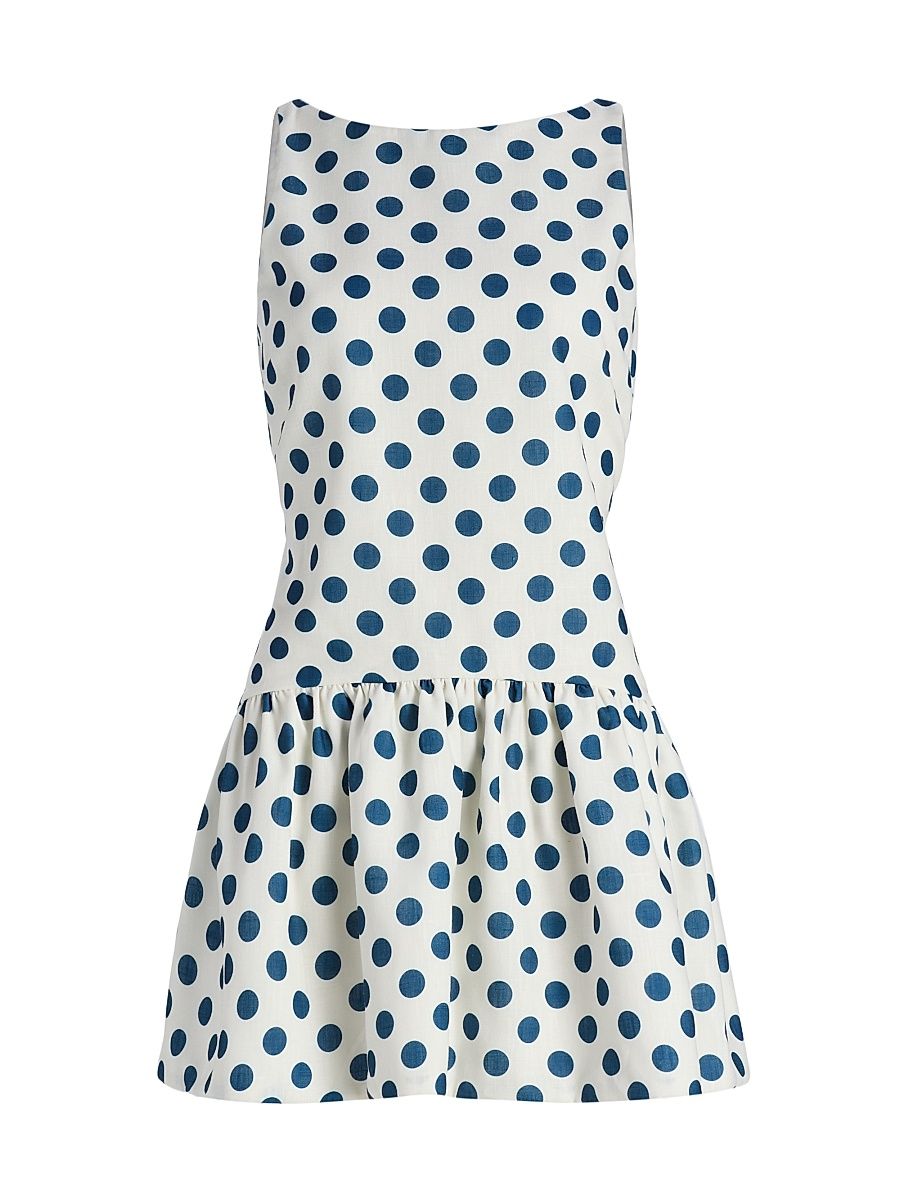 Peixoto Women's Addison Polka Dot Cotton Minidress - Navy Polka Dots​ - Size Large