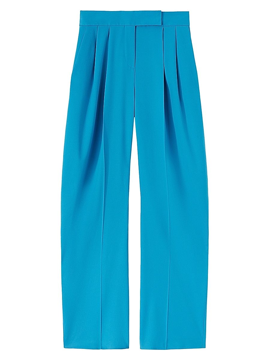 Women's Gary Pleated Wool-Blend Pants - Capri Blue - Size 00