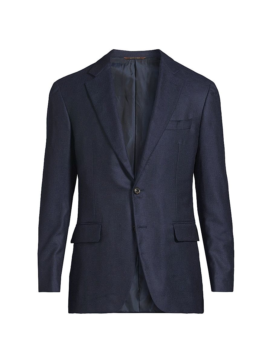 Men's Solid Silk-Cashmere Sport Coat - Dark Blue - Size 40