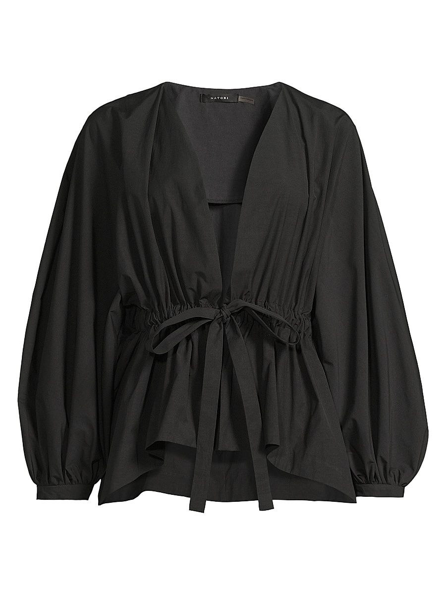 Women's Voluminous Puff-Sleeve Jacket - Black - Size XL