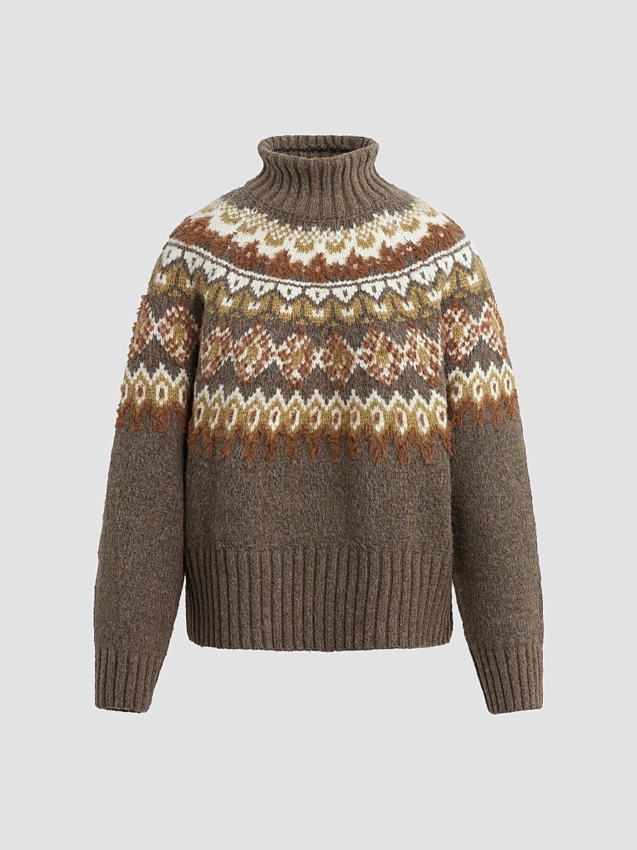 Women's The Elva Fair Isle-Style Sweater - Olive Chestnut - Size XS