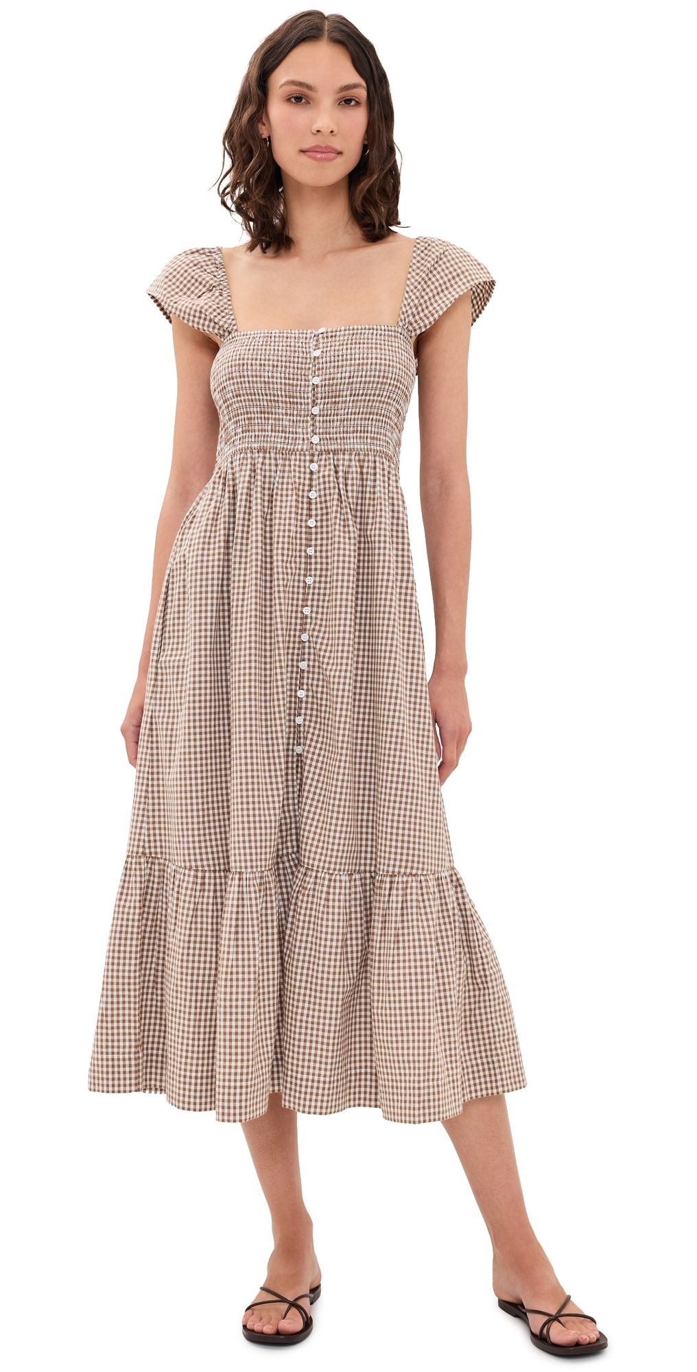 Marea Celine Gingham Dress Mocha Mini Gingham S