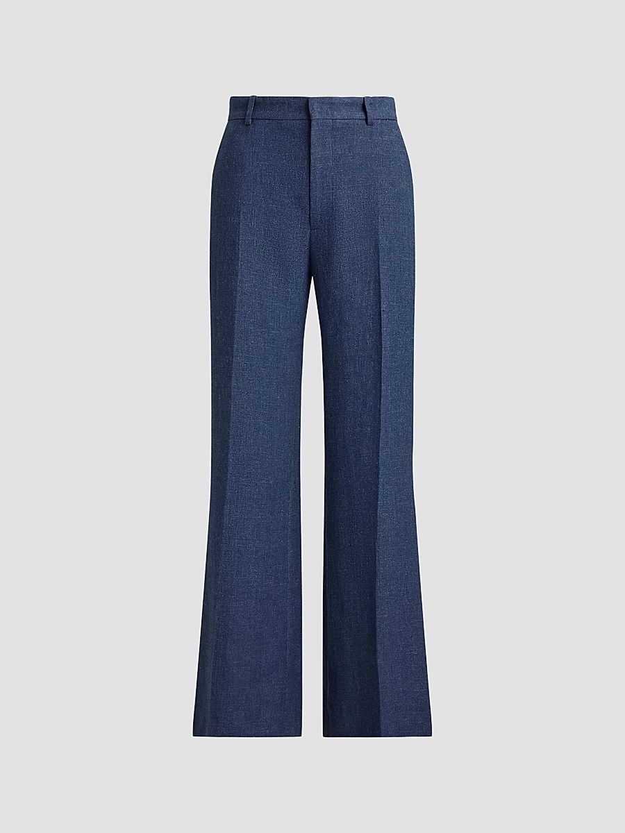 Women's Beaton Linen-Cotton Pants - Blue Melange - Size 8