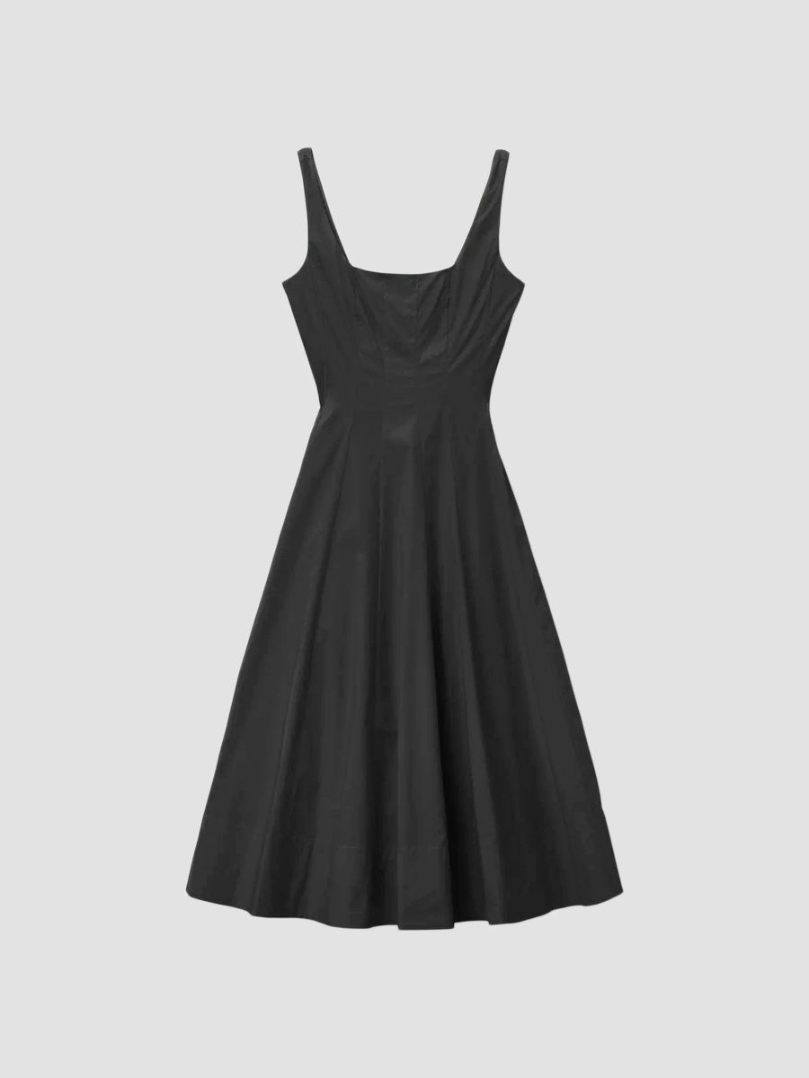 Staud Women's Wells Seamed A-Line Midi Dress - Black - Size 14