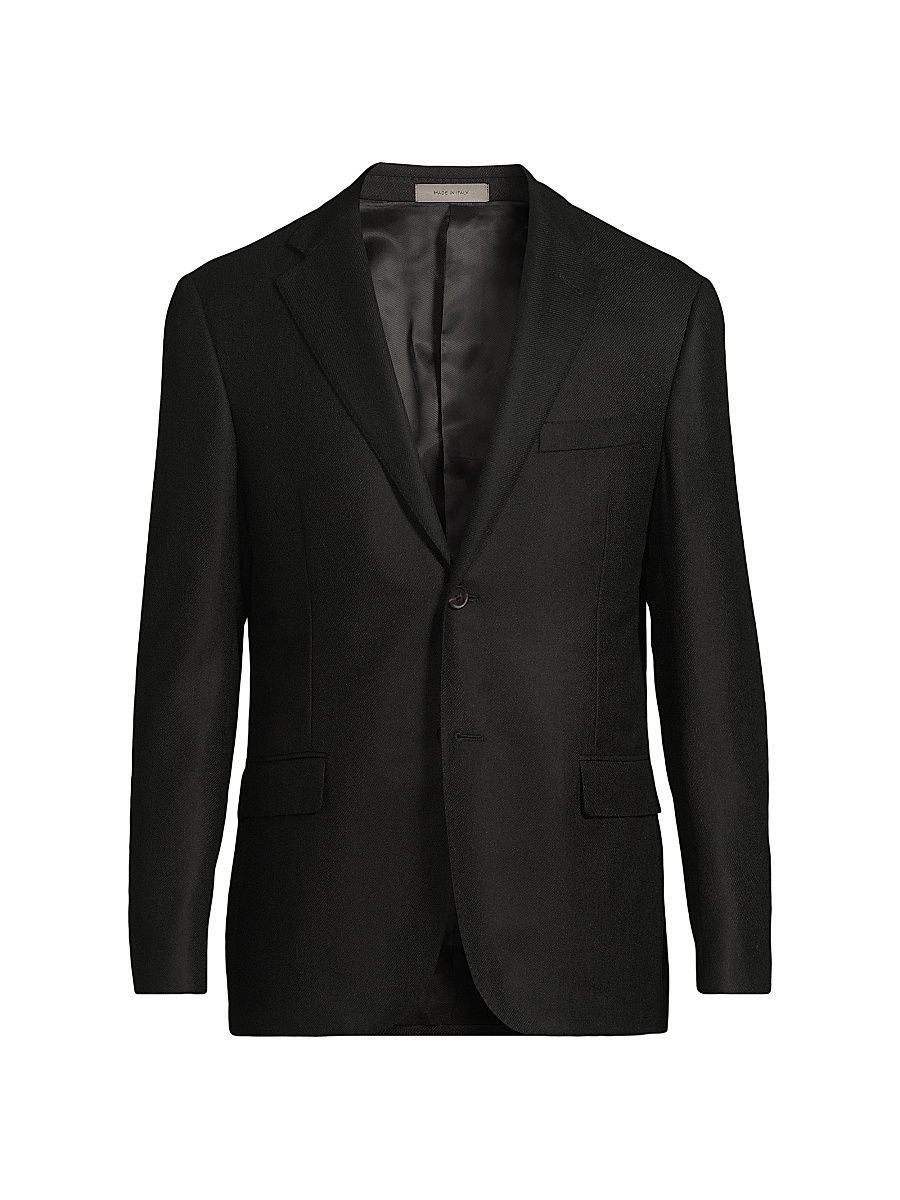 Men's Wool-Silk Sport Coat - Black - Size 46