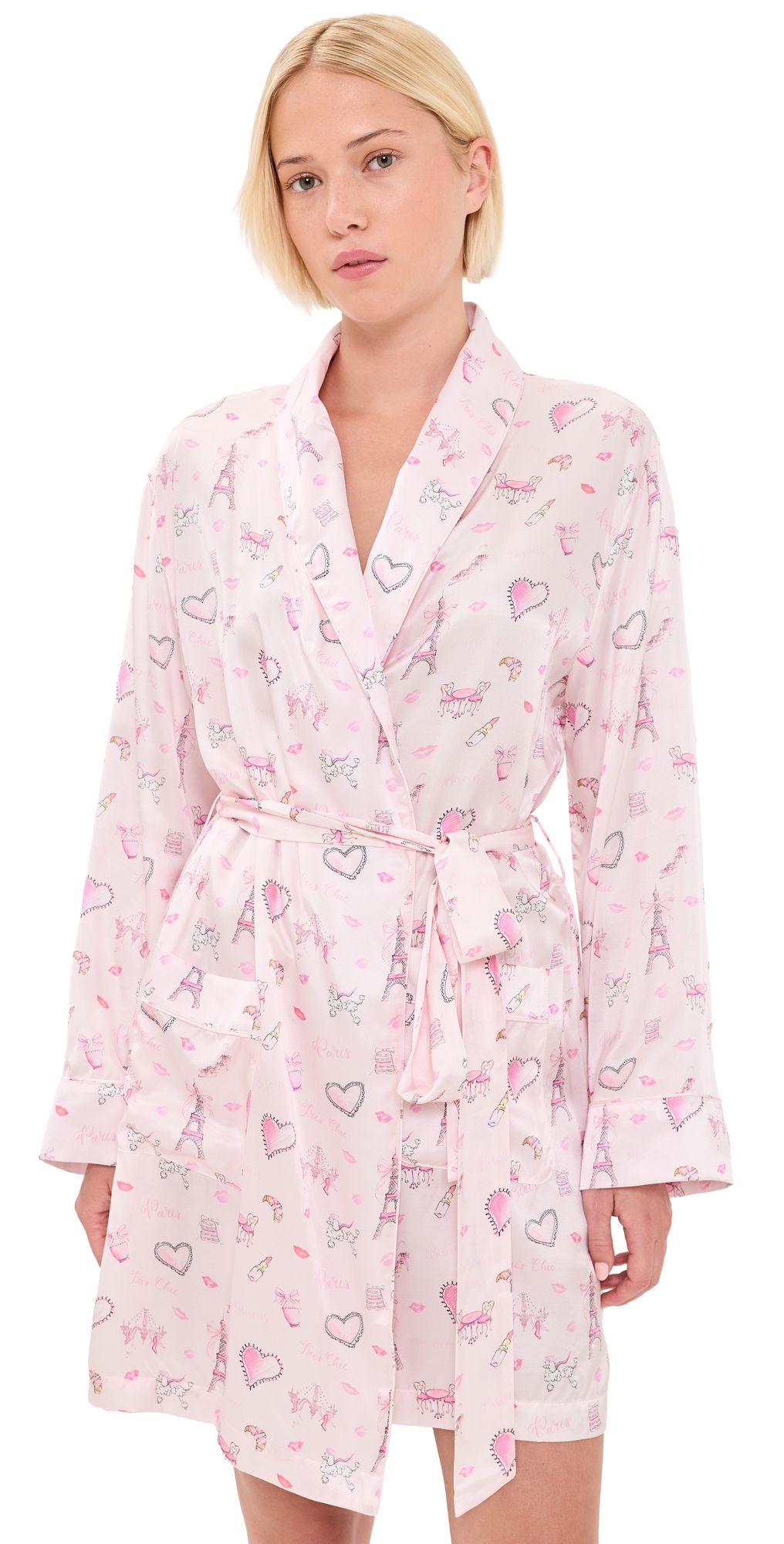 LoveShackFancy Silk Robe Forever Pink M/L