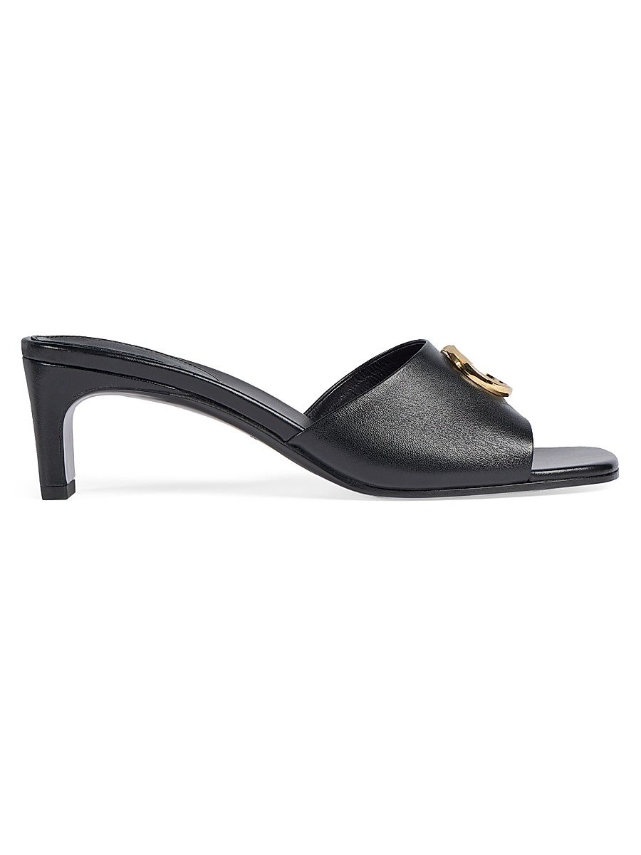 Women's Marmont GG 55MM Leather Sandals - Nero - Size 10.5