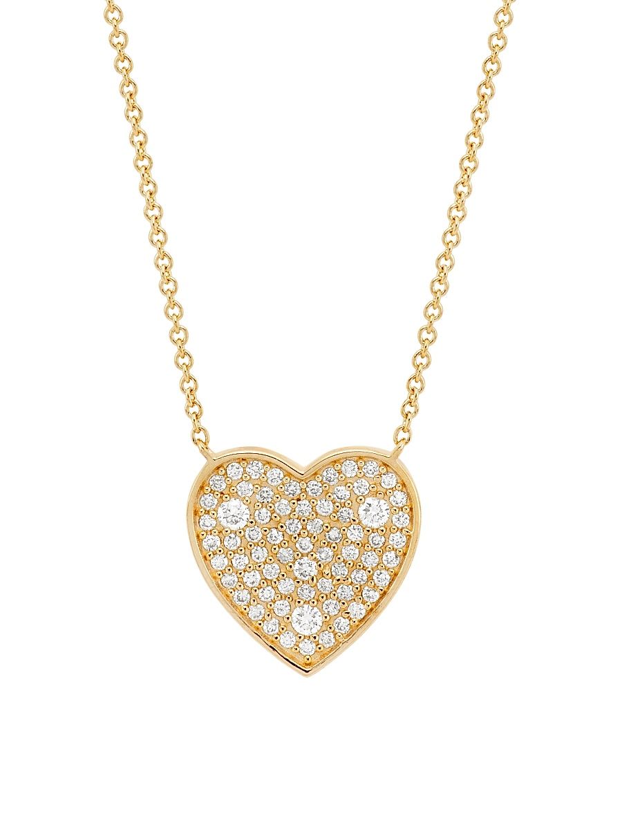 Women's 14K Yellow Gold & 0.26 TCW Diamond Heart Pendant Necklace - Yellow Gold