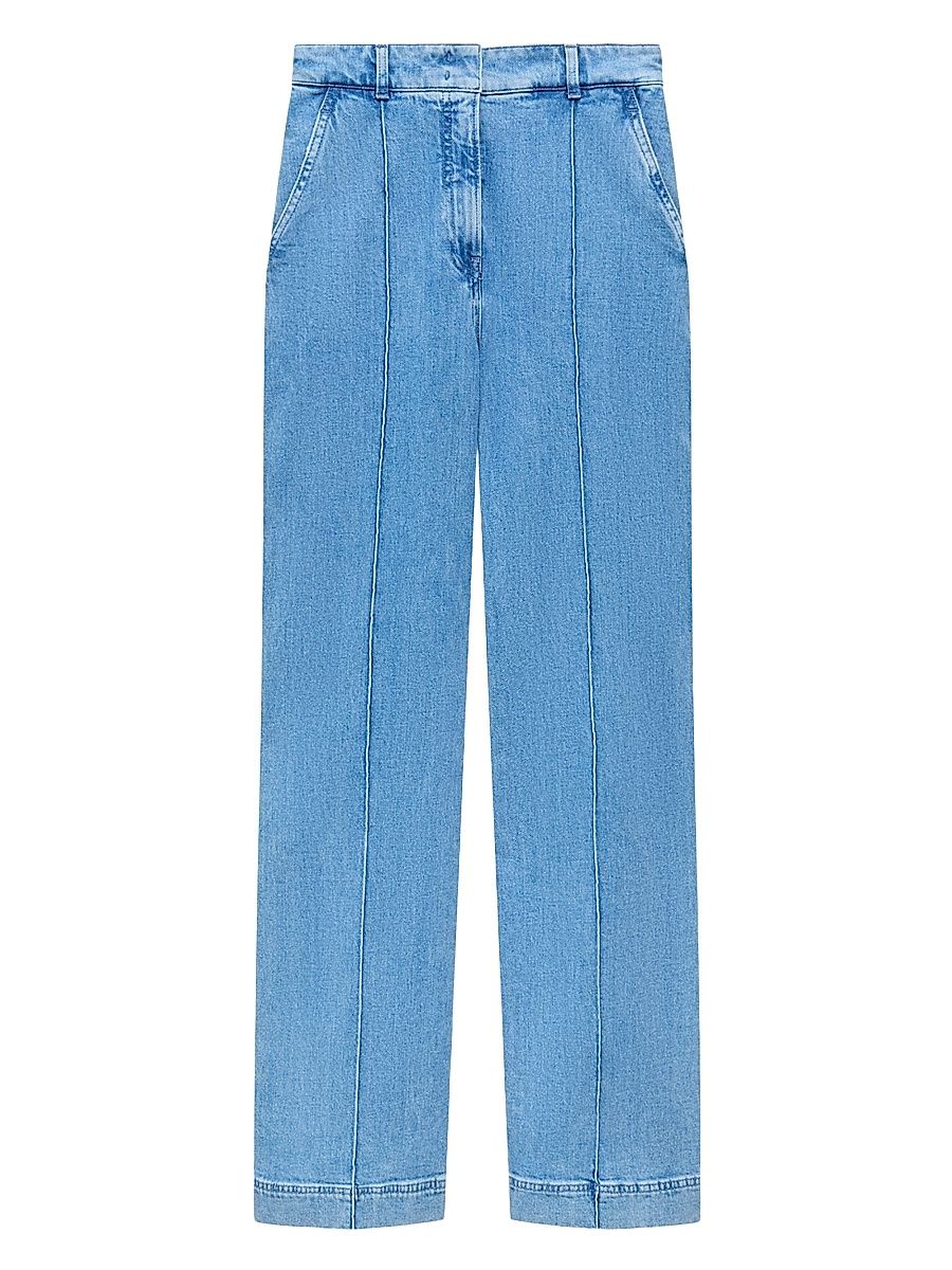 Women's High Waisted Denim Trousers - Light Blue - Size 18
