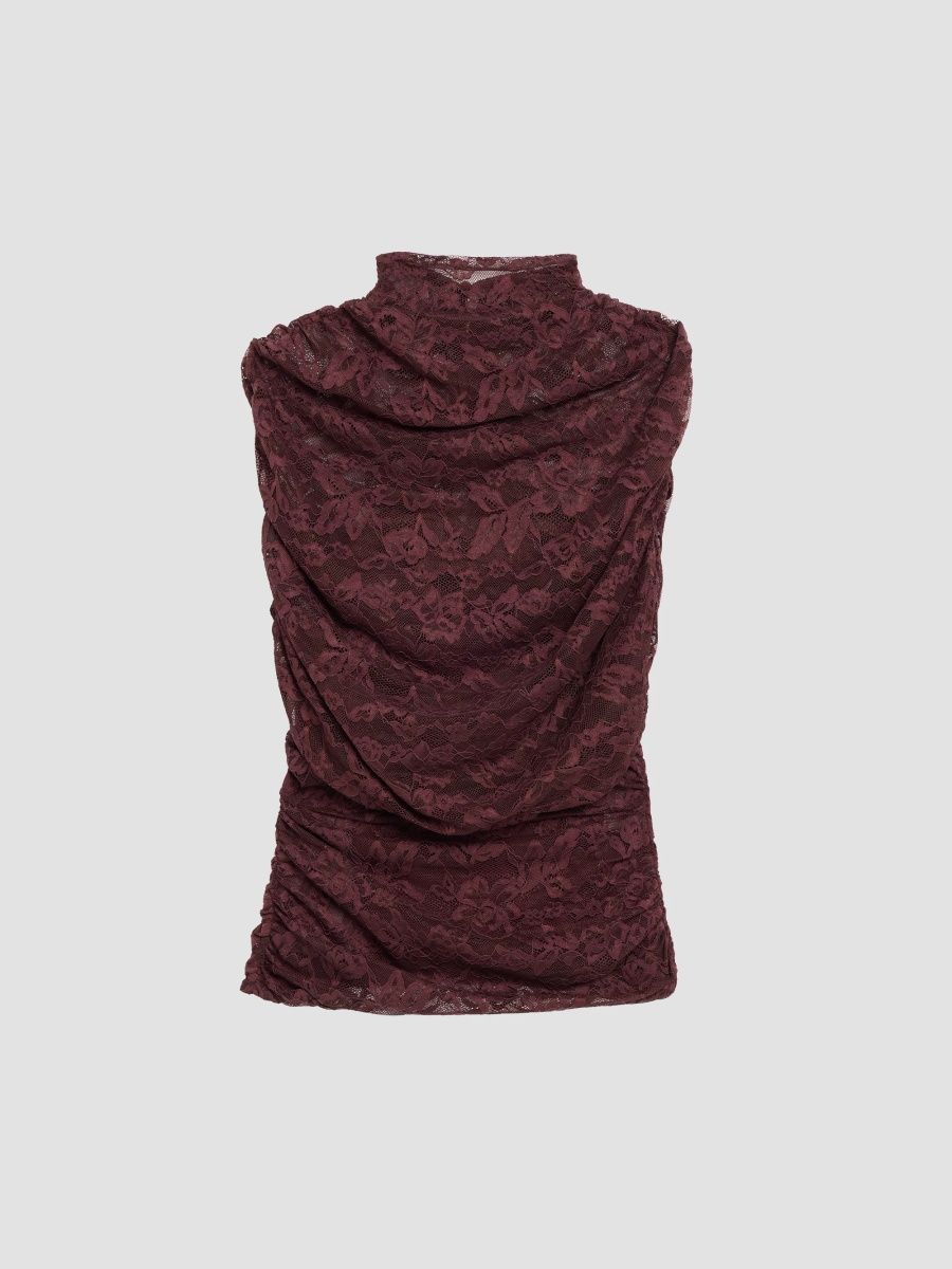 SEROYA Women's Laila Ruched Top - Bordeaux - Size XS