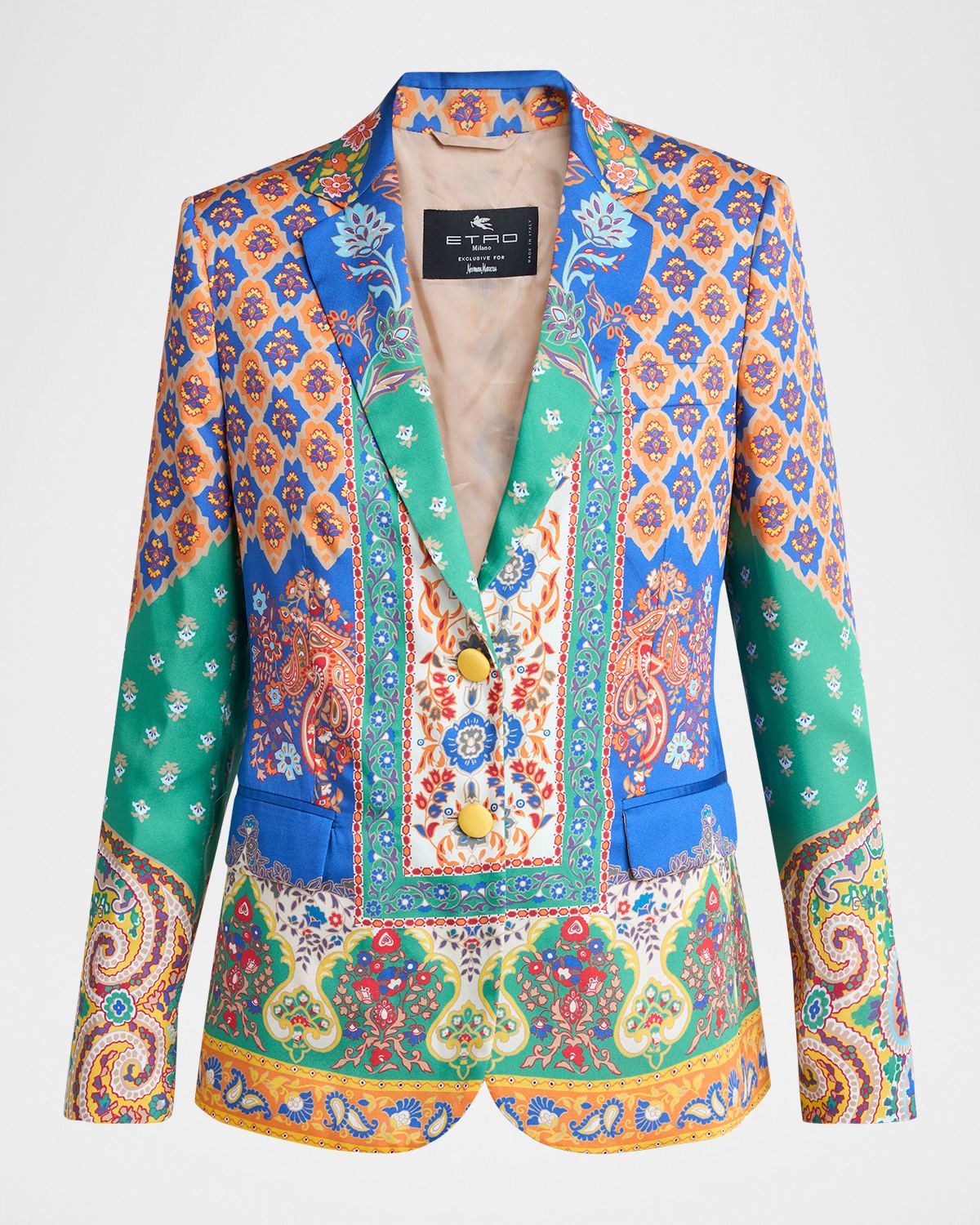 Paisley-Print Single-Breasted Blazer