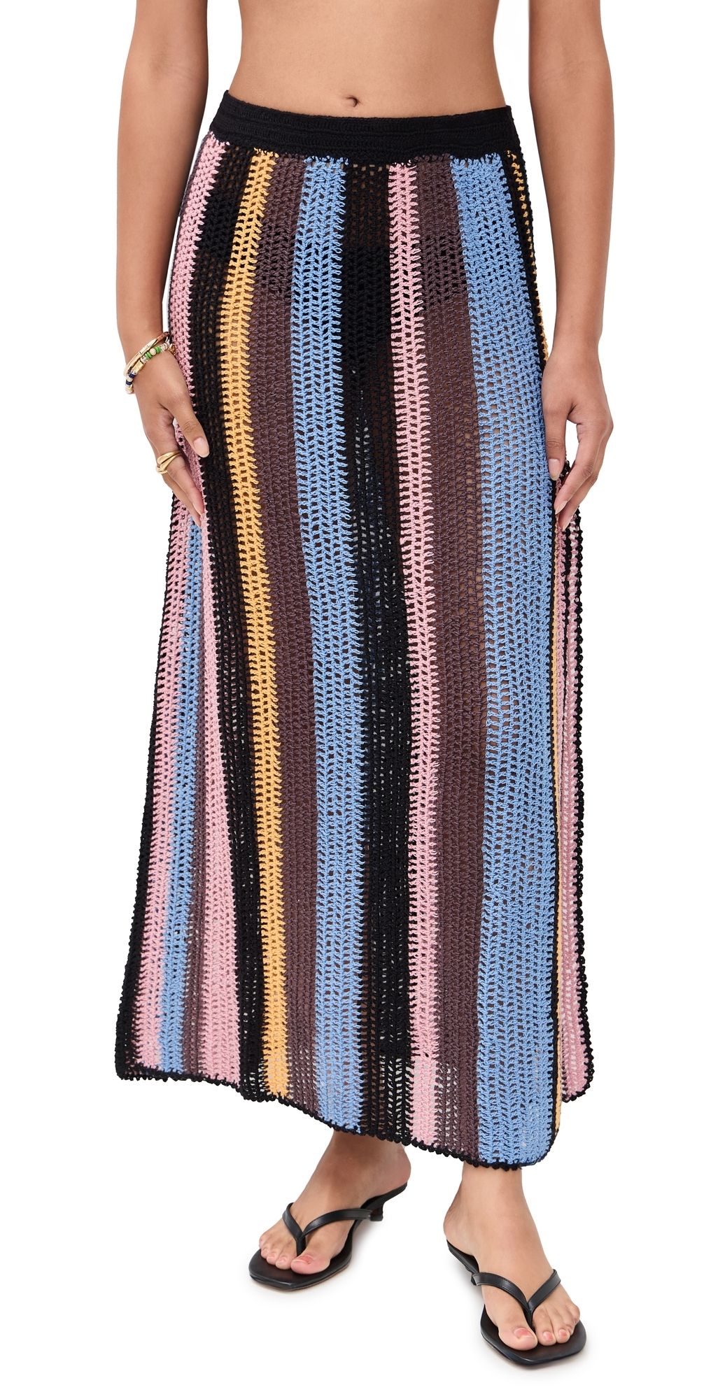Agua Bendita Cyprus Crochet Maxi Skirt Multicolor L