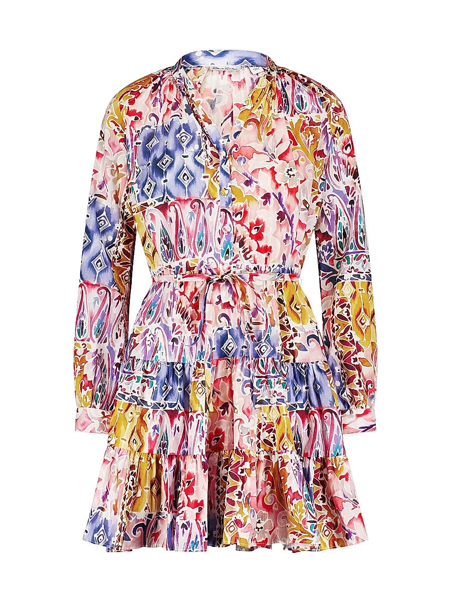 Women's Sydney Paisley Long-Sleeve Minidress - Size Large