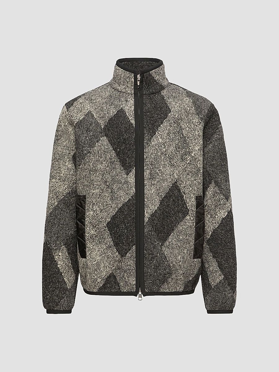 Men's Cardigan in Wool Blend - Grey - Size XXL