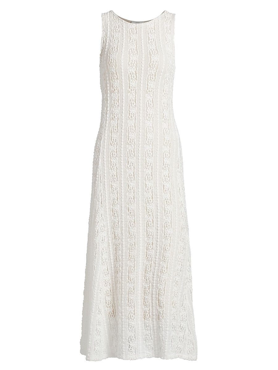Women's Lace Sleeveless Midi-Dress - Off White - Size XL