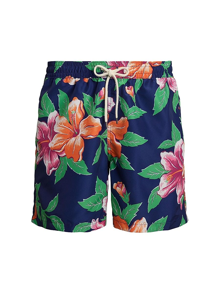 Men's Traveler Classic Swim Trunks - Iconic Hibiscus Navy - Size Large