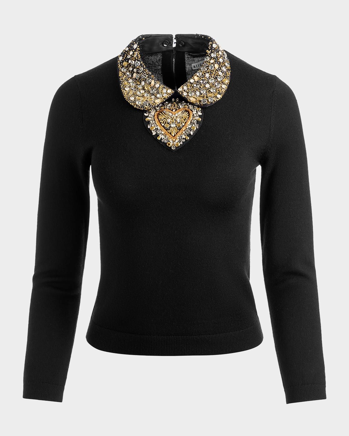 Porla Embellished Collared Pullover