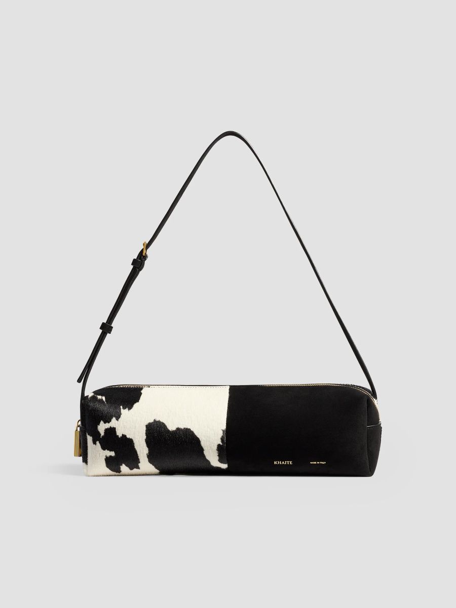 Khaite Women's Kye Cow-Print Calf Hair & Suede Shoulder Bag - Natural