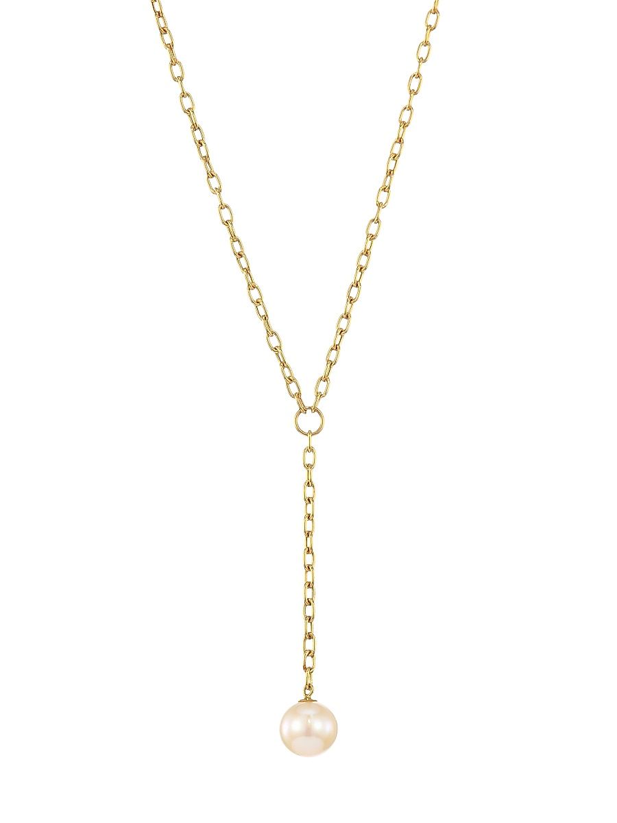 Women's 14K Yellow Gold & Freshwater 8MM Pearl Lariat Necklace - Gold