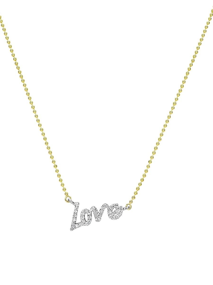 Women's Love Two-Tone 14K Gold & 0.10 TCW Diamond Pendant Necklace - White Gold
