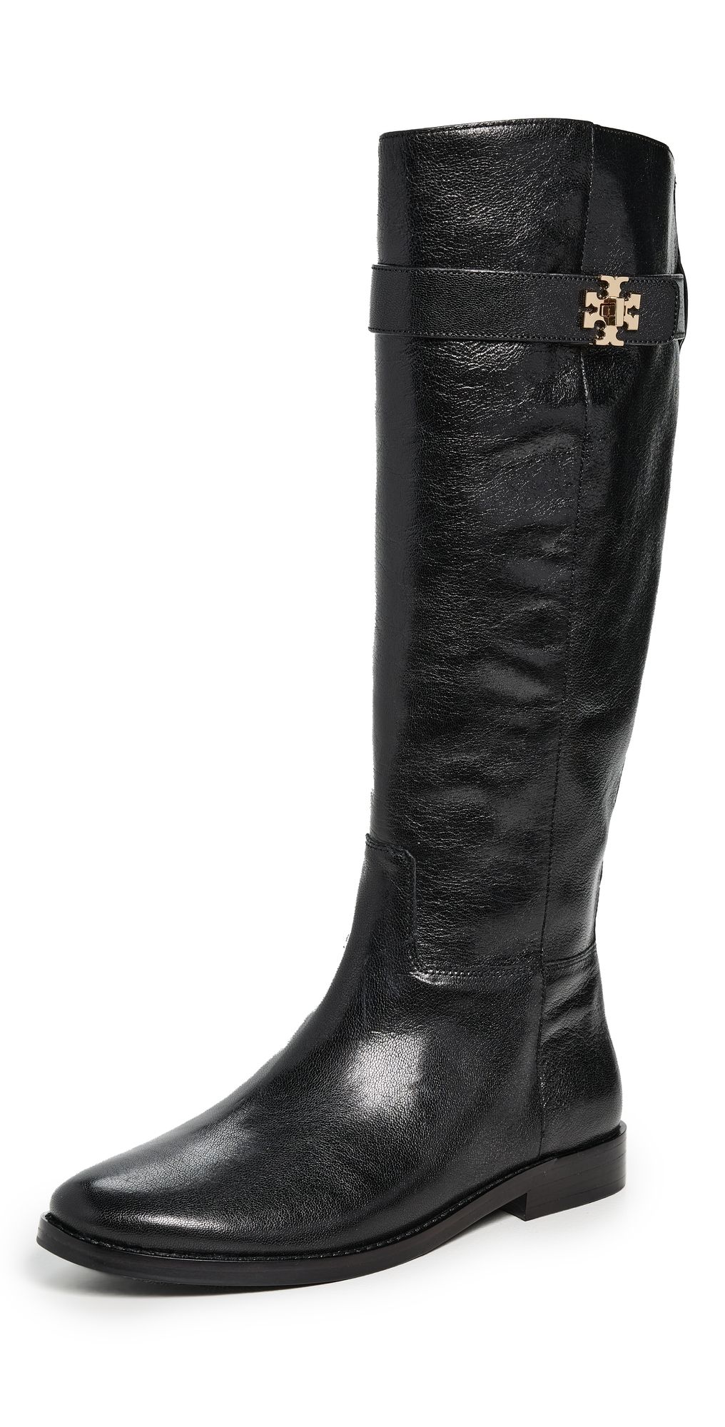 Tory Burch T Lock Riding Boots Perfect Black 7.5
