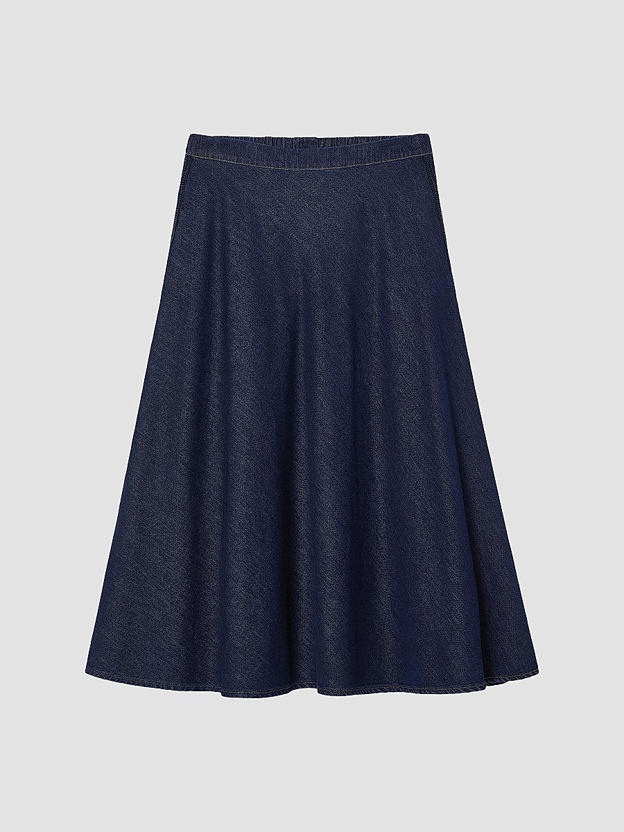 Women's Embroidered Denim Skirt - Midnight Blue - Size 12