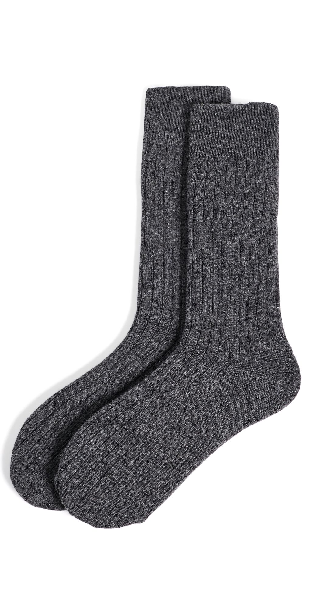 NN07 Wool Cashmere Ribbed Socks Dark Grey Melange One Size
