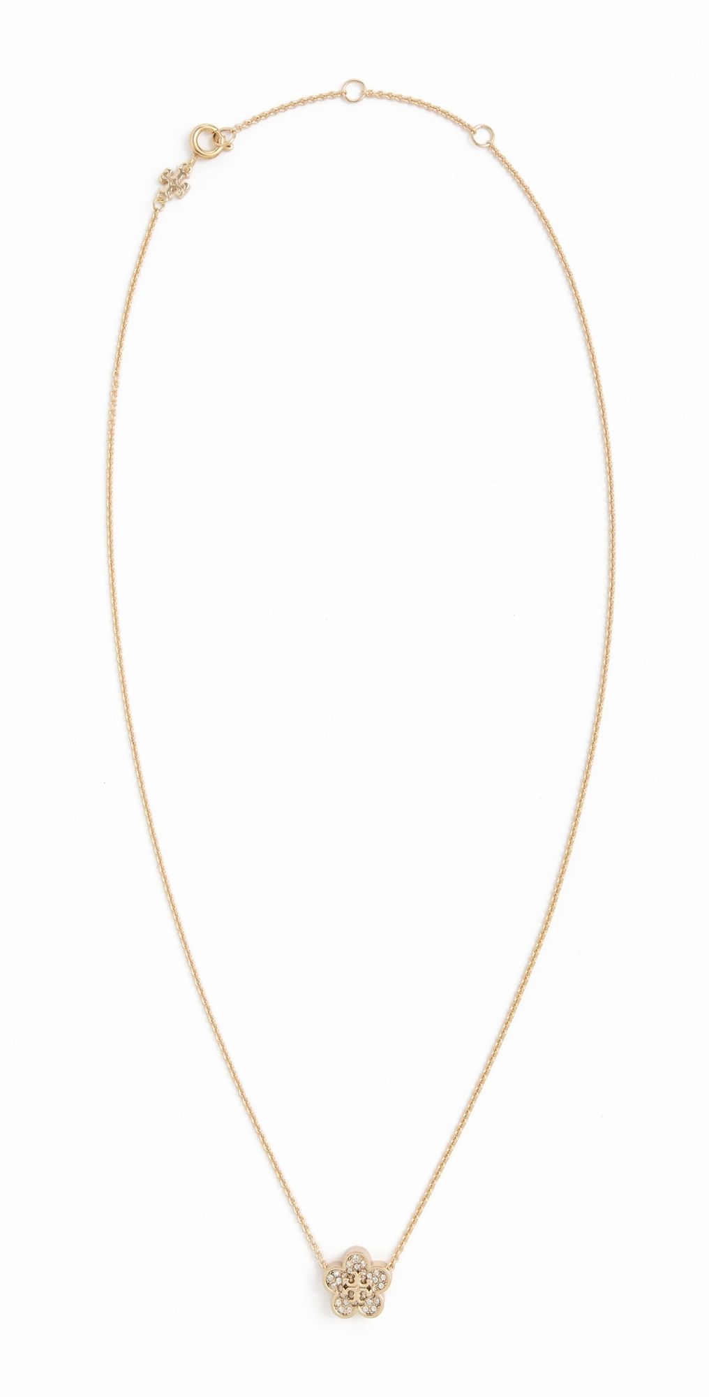 Tory Burch Forget Me Not Pavé Pendant Necklace Tory Gold/Crystal One Size