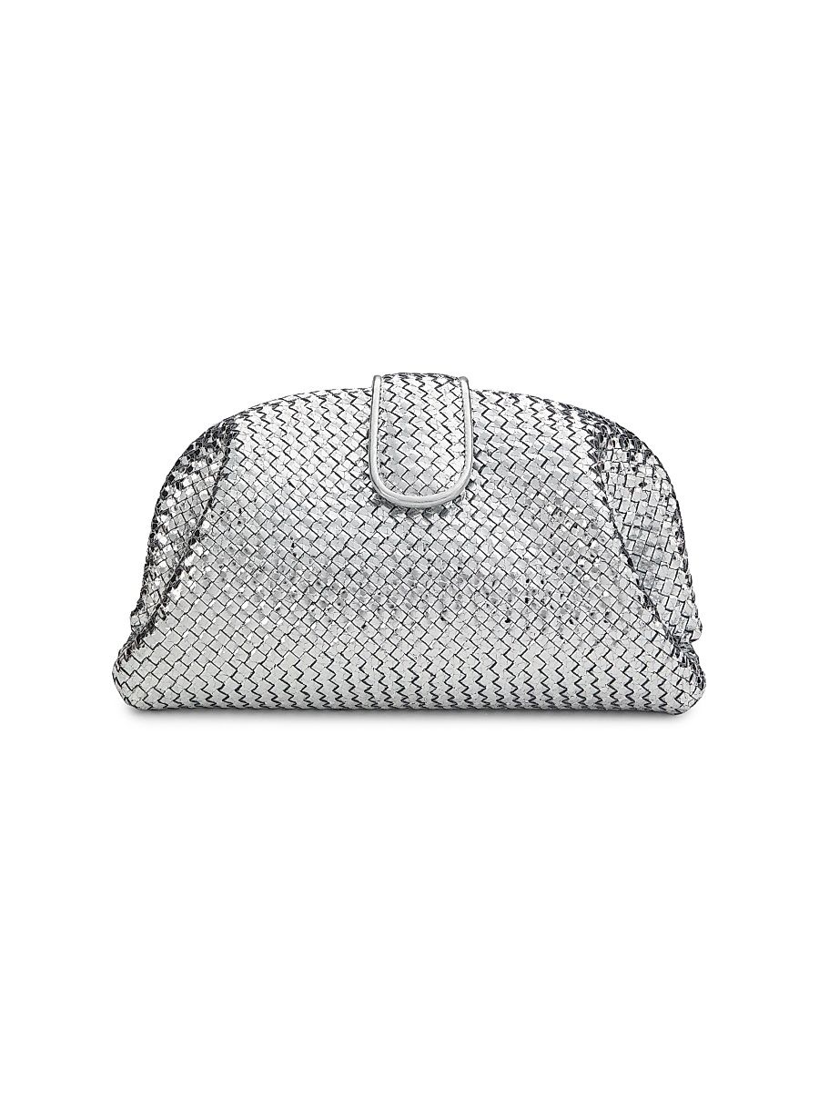 Women's Lauren 1980 Metallic Leather Clutch - Silver