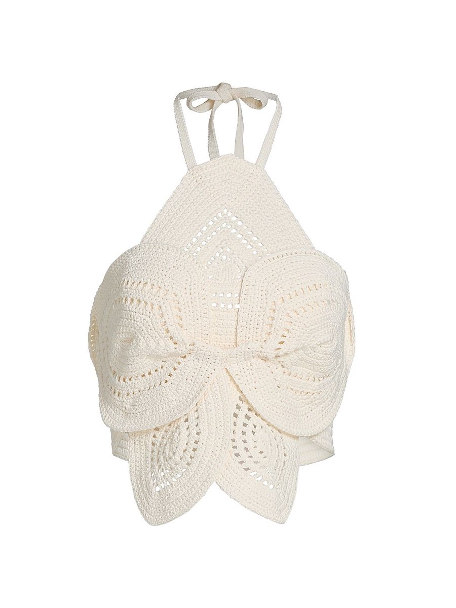 Women's Emelia Floral Crochet Cotton Top - Off White - Size XL