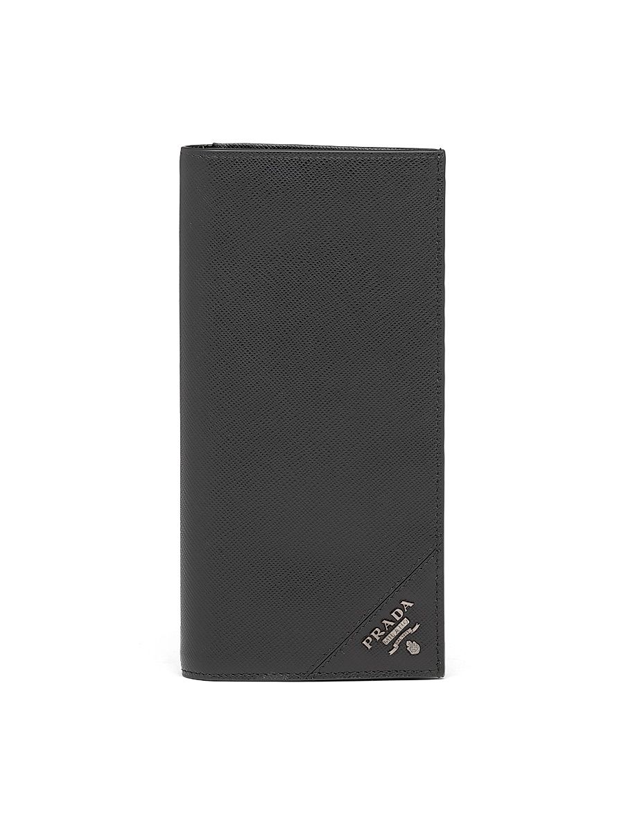 Men's Large Saffiano Leather Wallet - Black