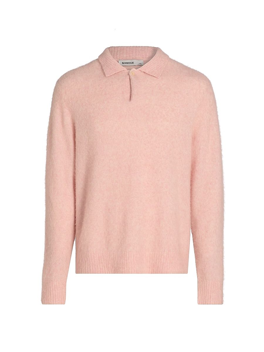 Men's Davis Stretch Cashmere-Blend Polo Sweater - Rose - Size XL