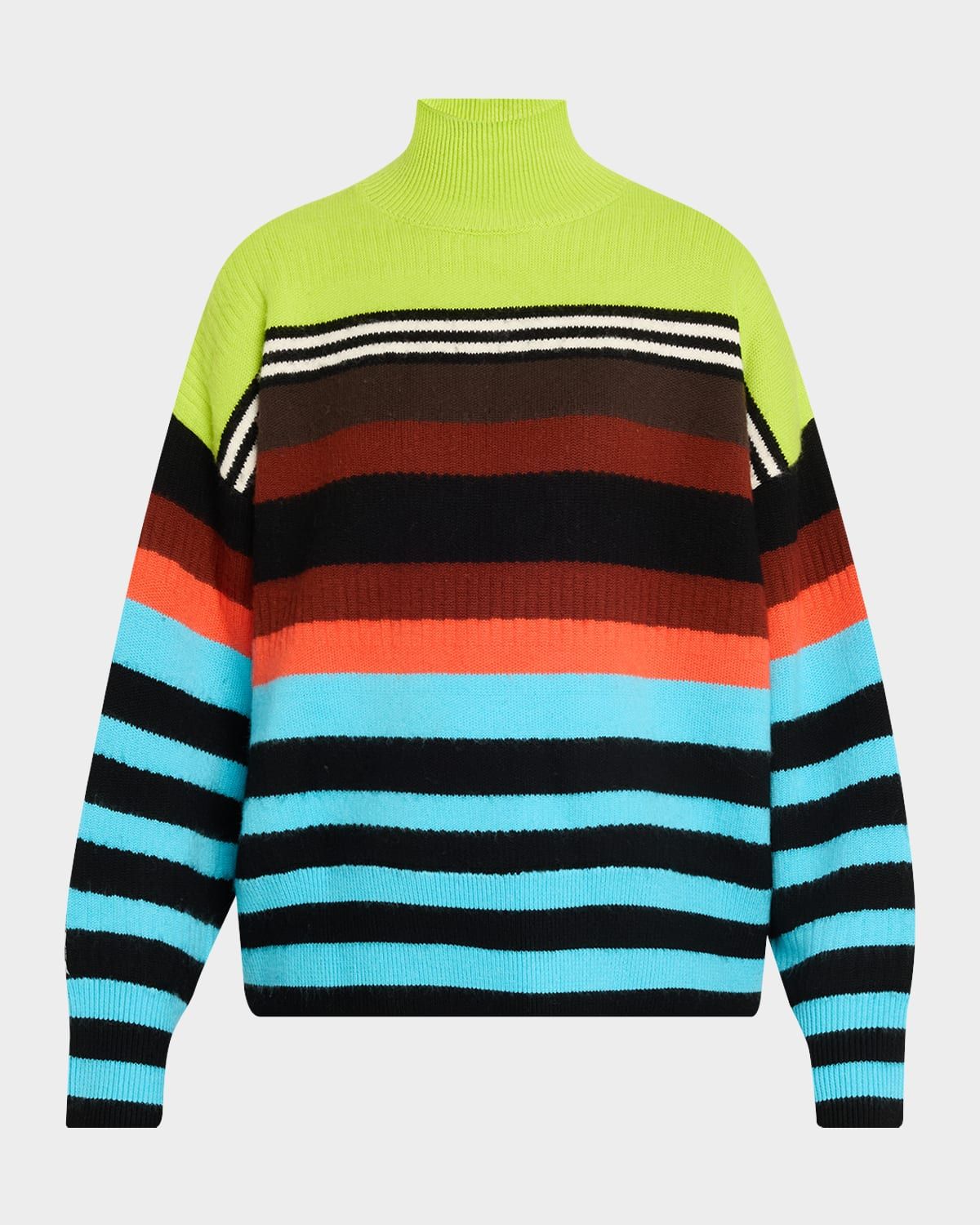 Striped Brushed Wool Turtleneck Sweater