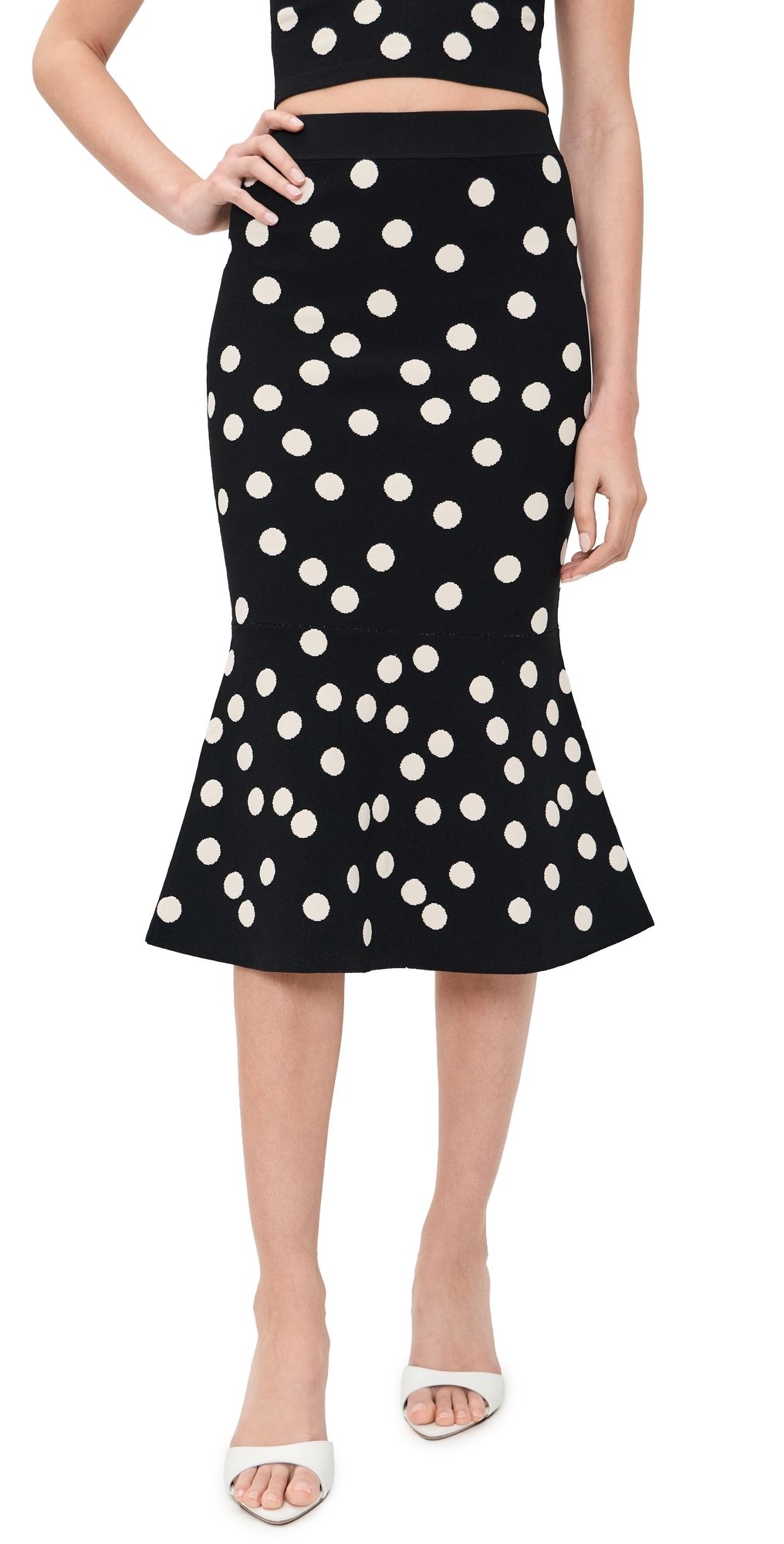 L'AGENCE Mae Polka Dot Flare Skirt BLACK/ECRU POLKA DOT XS