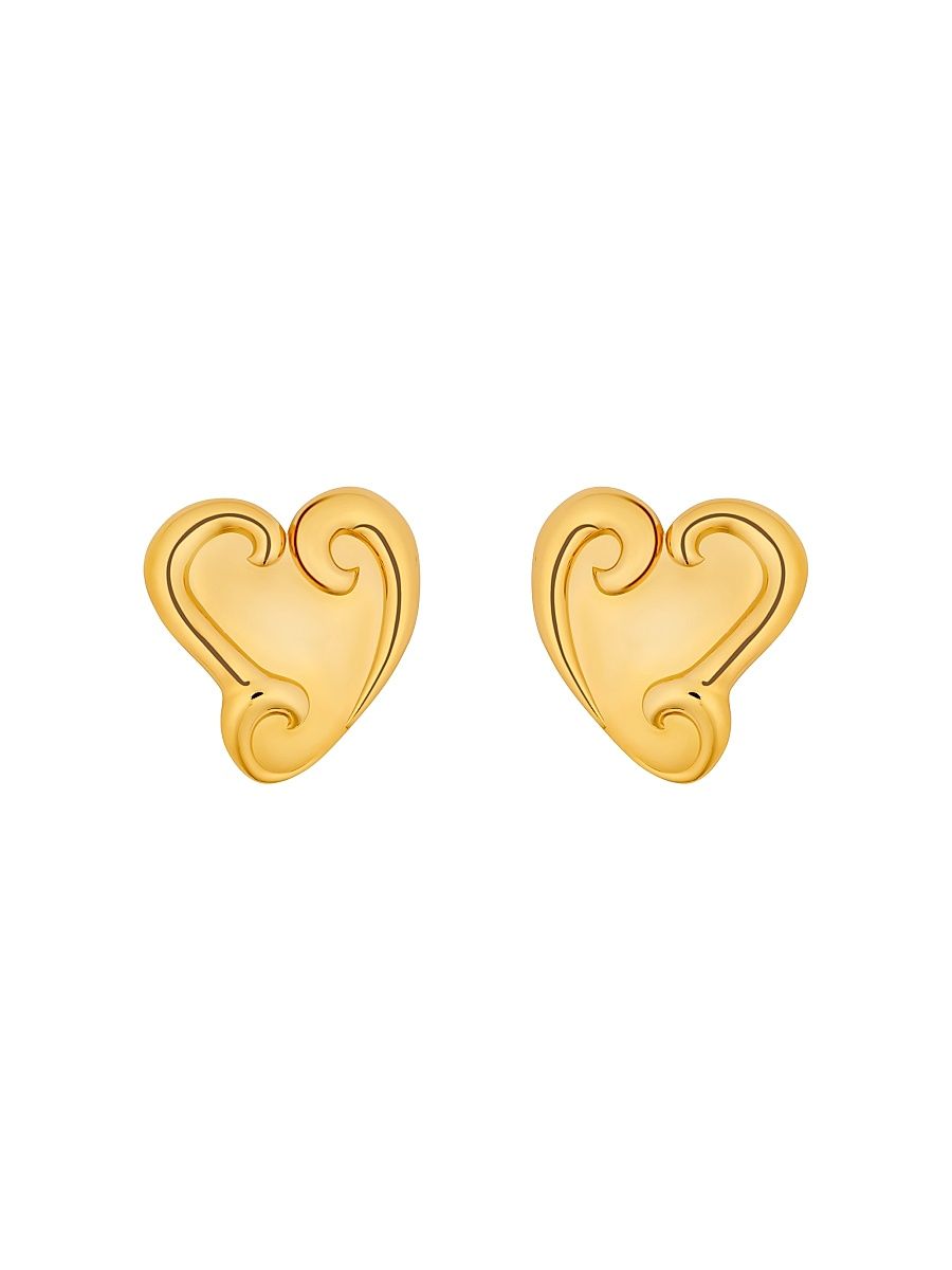 Women's 24K-Gold-Plated Swirl Heart Stud Earrings - Gold