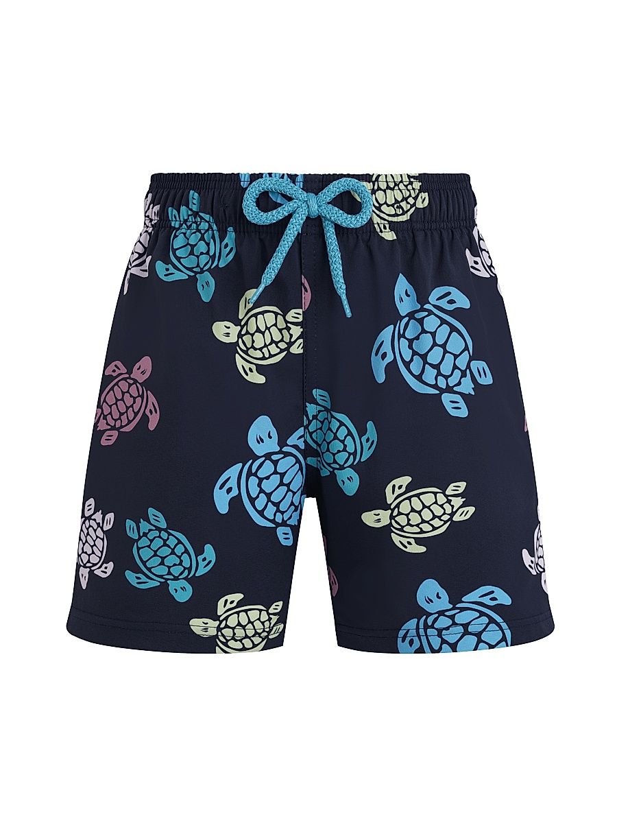Little Boy's & Boy's Tortoise Print Swim Trunks - Blue Marine - Size 14
