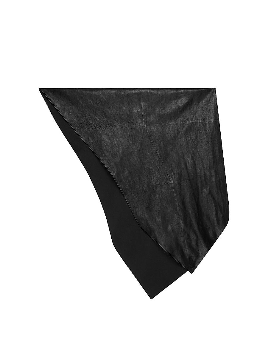 Women's Maxi Bow Scarf in Nappa Leather - Black