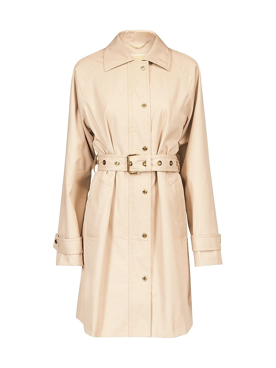 Women's Grommet Belted Trench Coat - Buff - Size Large