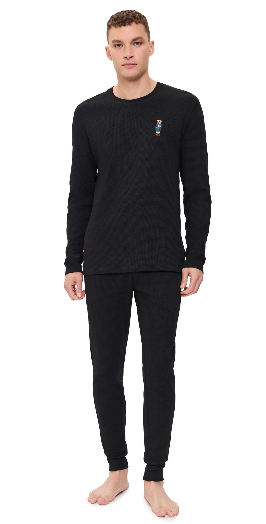 Polo Ralph Lauren Underwear Thermal Bear Crew & Joggers Pajama Set Polo Black/Bear L