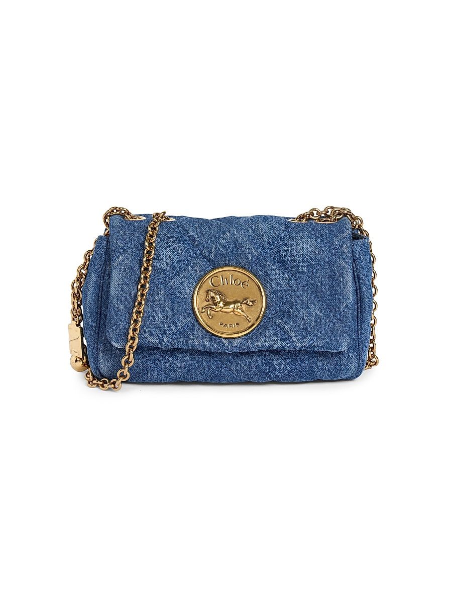 Women's Heritage Logo Emblem Denim Shoulder Bag - Ashes Blue