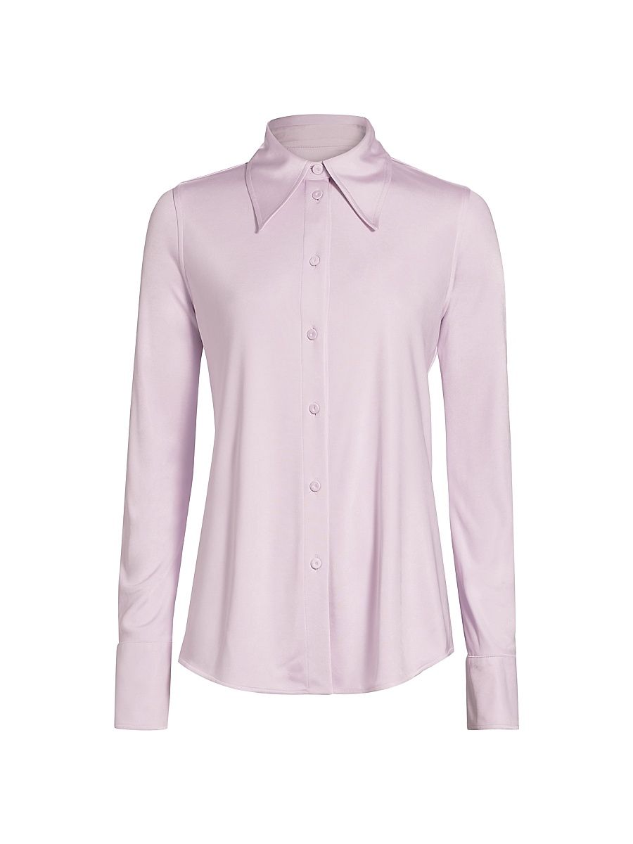 Women's Long-Sleeve Button-Up Shirt - Lilac Sky - Size 2