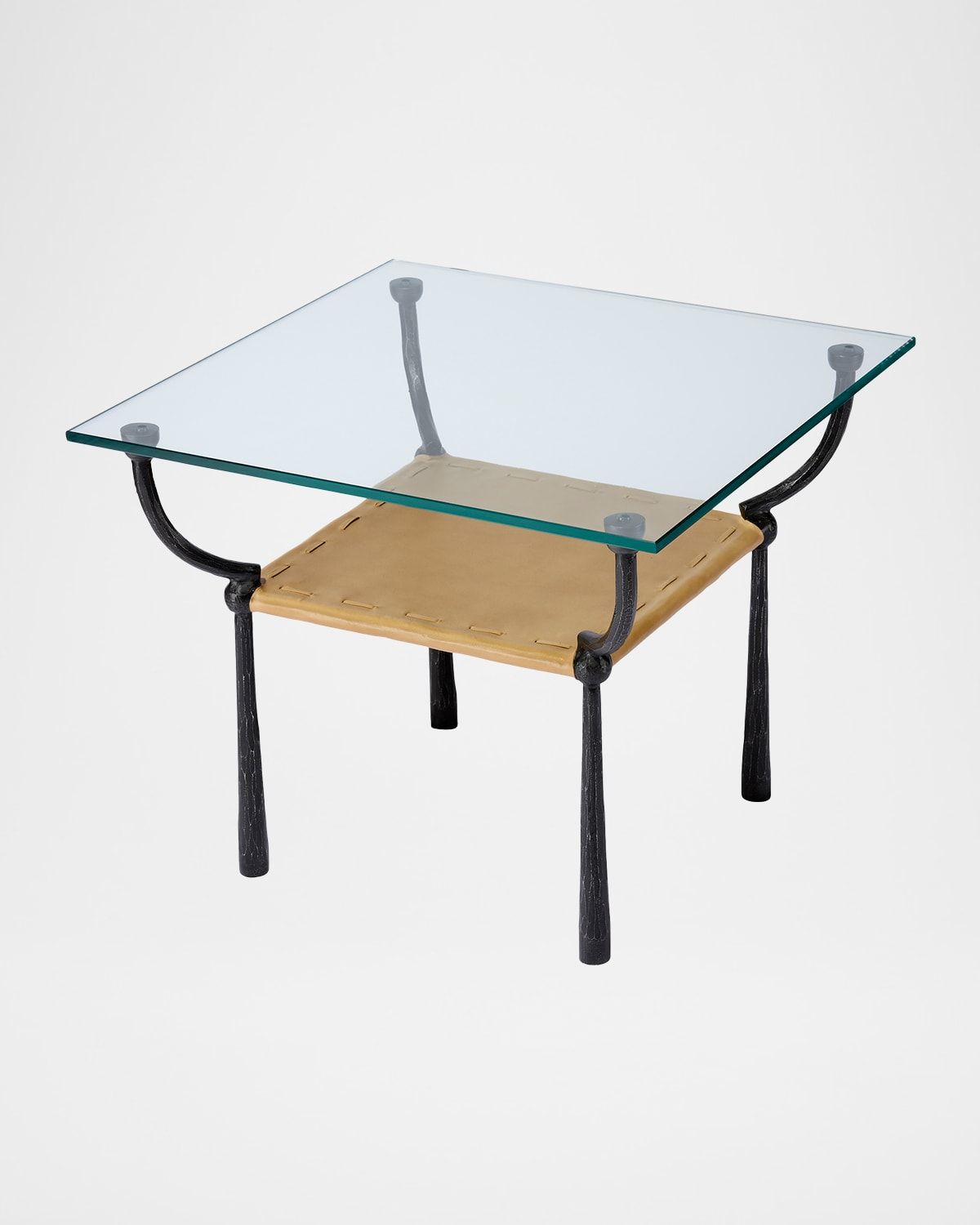 Renzo Glass & Leather Side Table