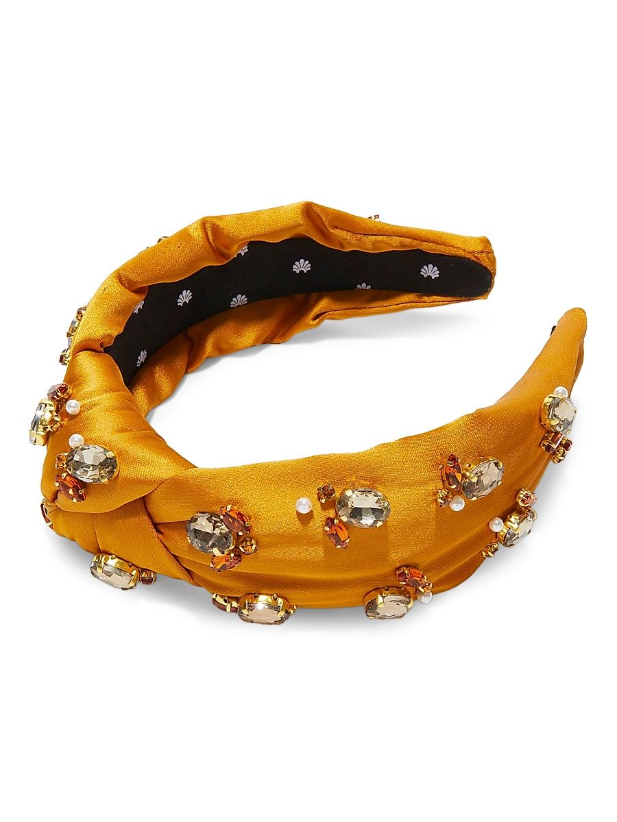 Women's Embellished Satin Knotted Headband - Maple