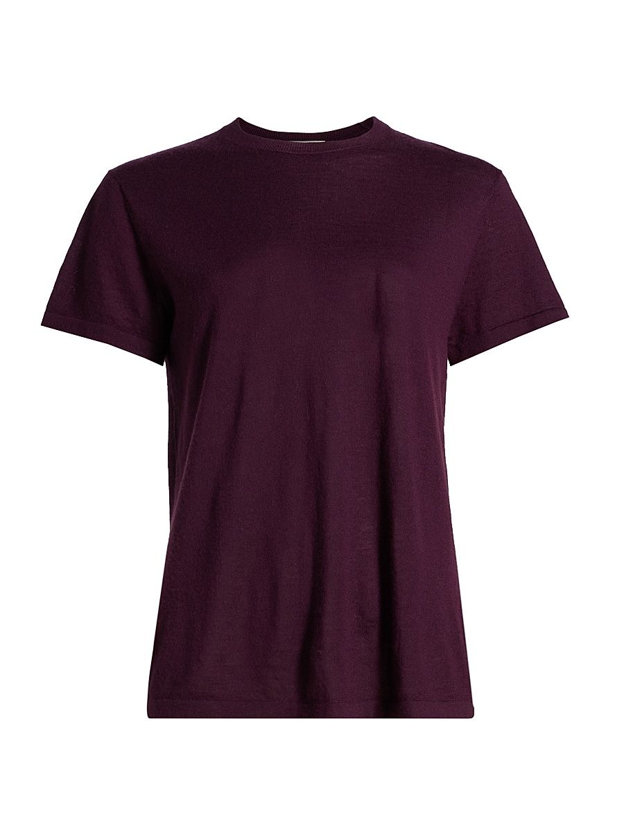 Women's Solid Cashmere Shirt - Aubergine - Size XL