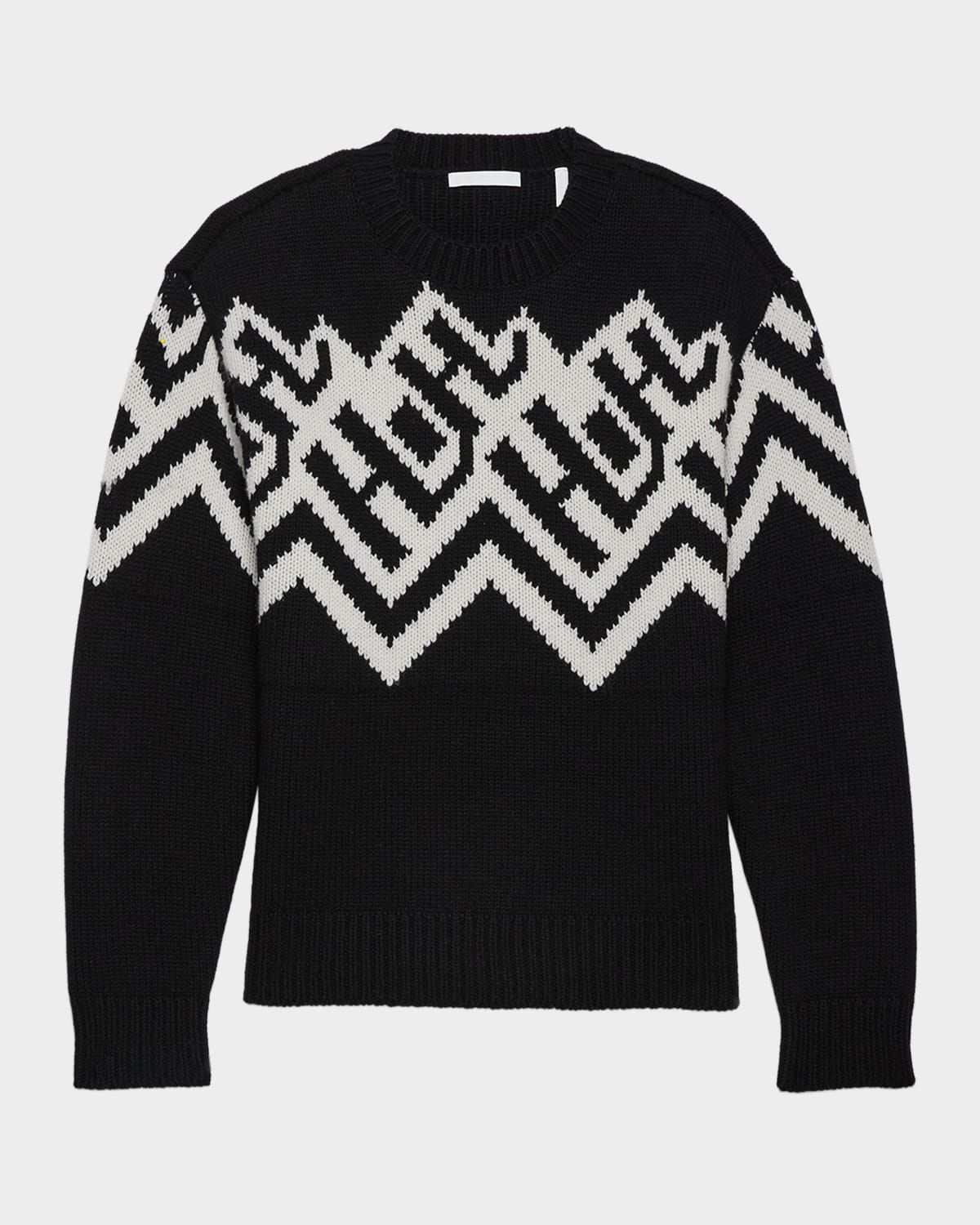 Men & apos;s Wool Knit Monogram Fair Isle Crewneck Sweater