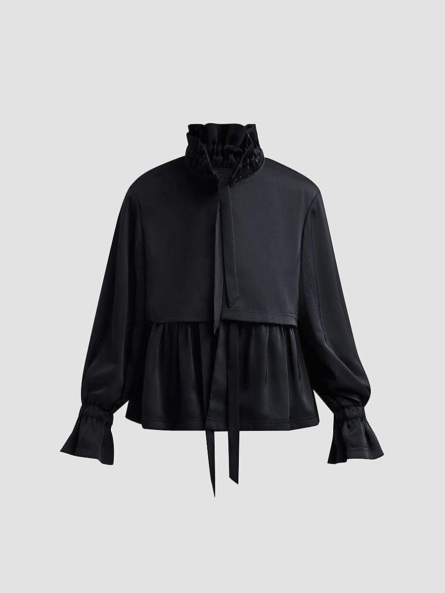 Women's Azira Ruffled Jacket - Black - Size Large