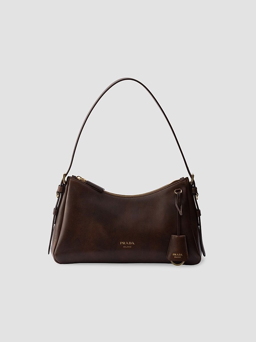Prada Women's Aimée Medium Leather Shoulder Bag - Brown