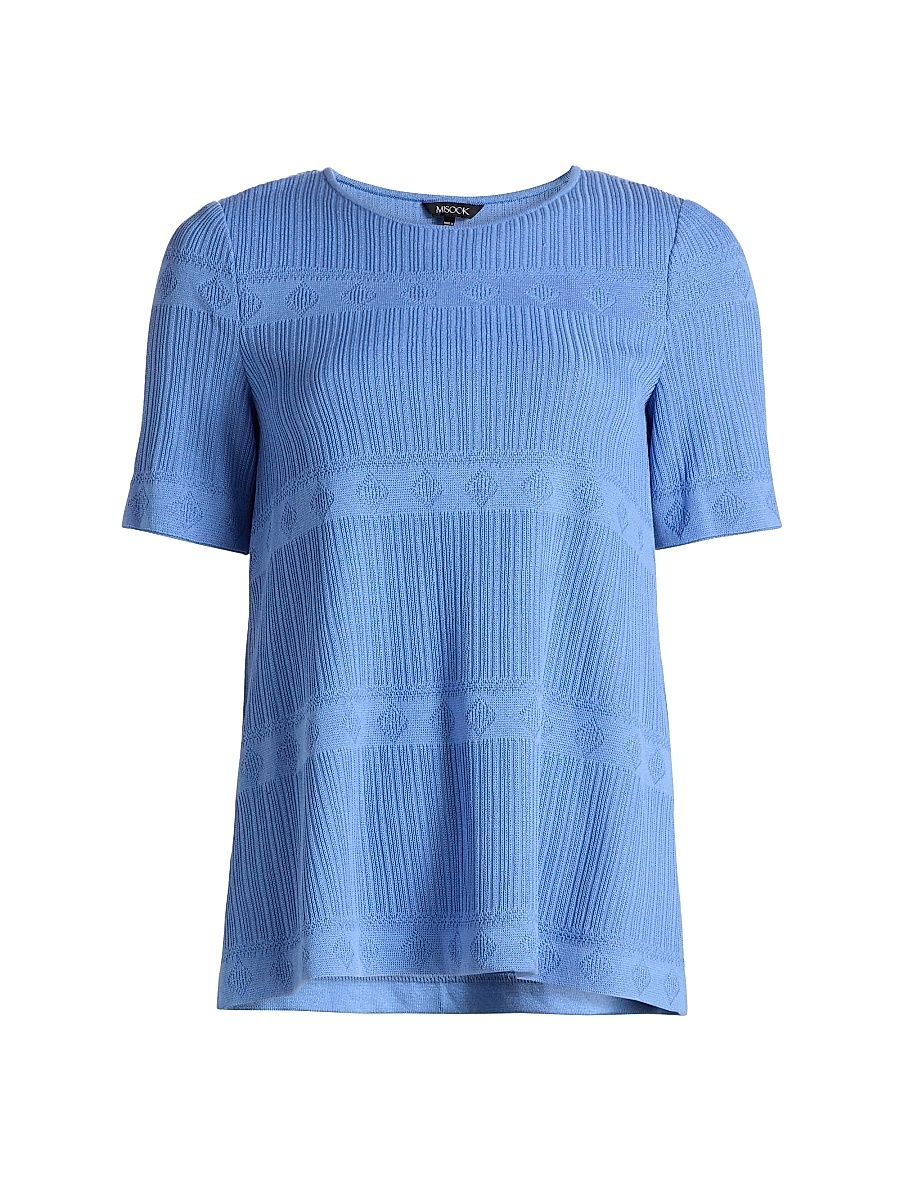 Women's Textured Knit T-Shirt - Tranquil Blue - Size XXL